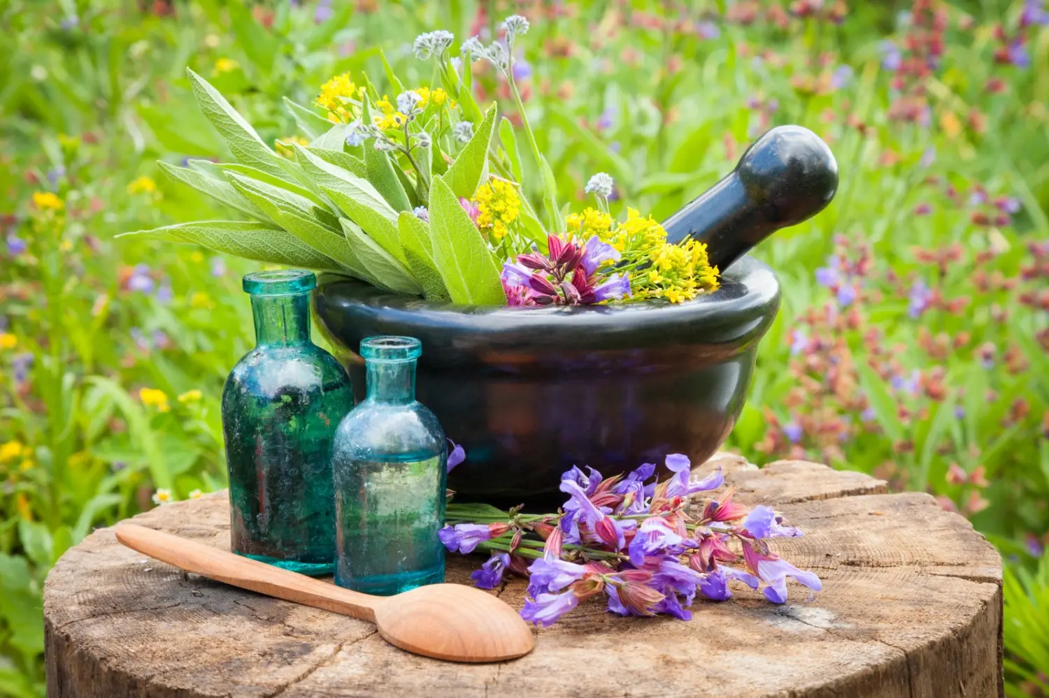Herzraum - Naturheilkundliche Blumen im Mörser